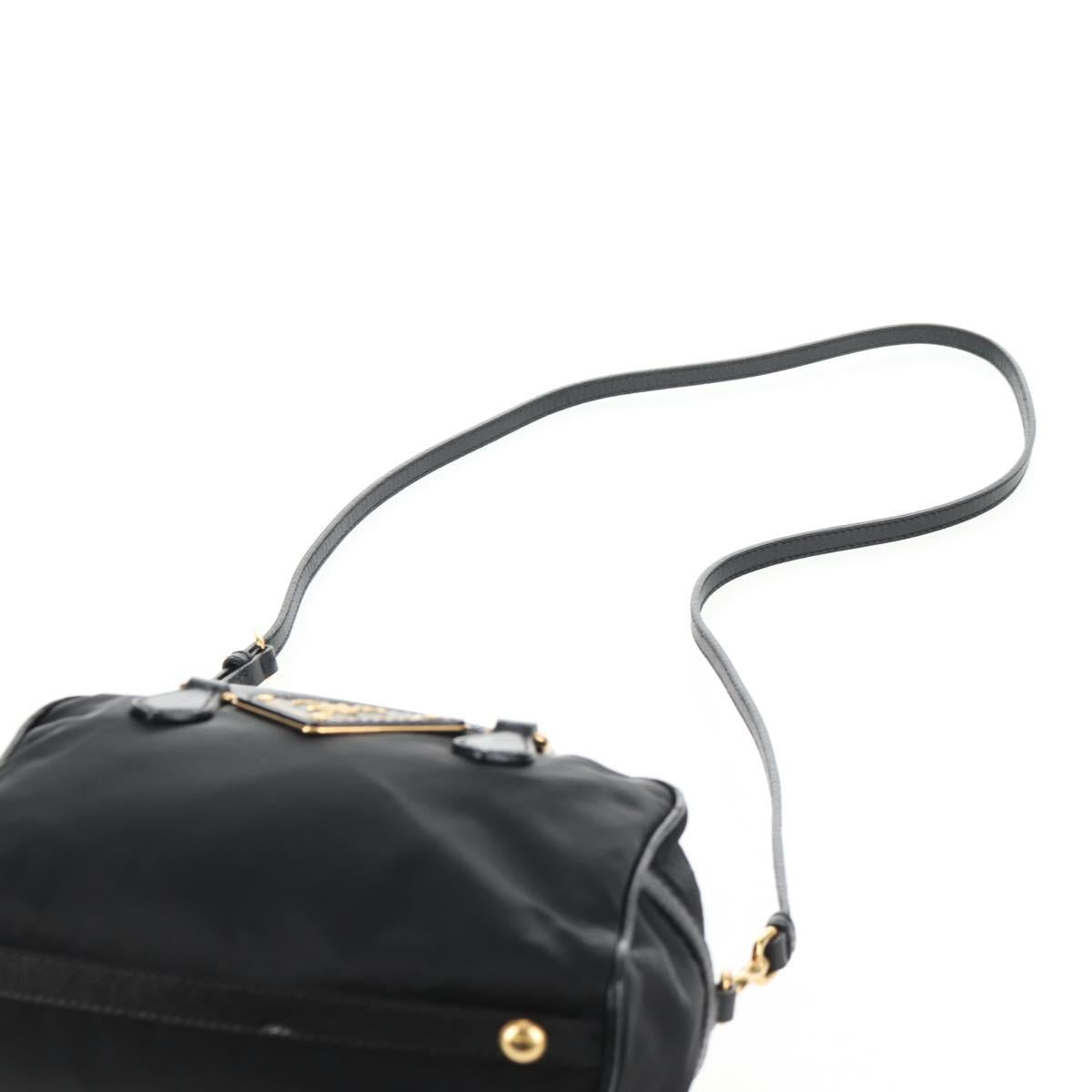 PRADA Hand Bag Nylon 2way Black Gold Auth 143157V