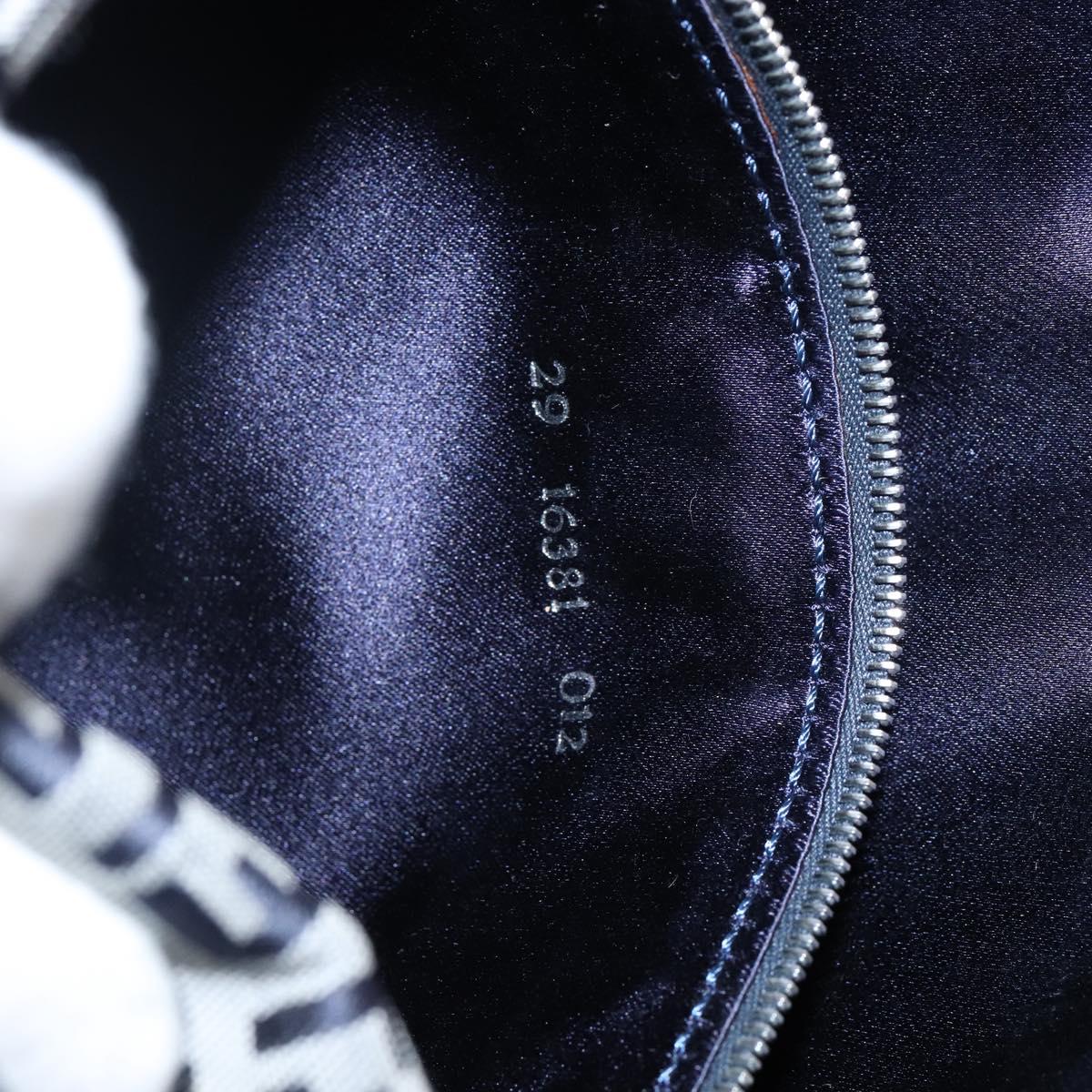 FENDI Zucchino Canvas Mamma Baguette Shoulder Bag Navy Silver Auth 143158V