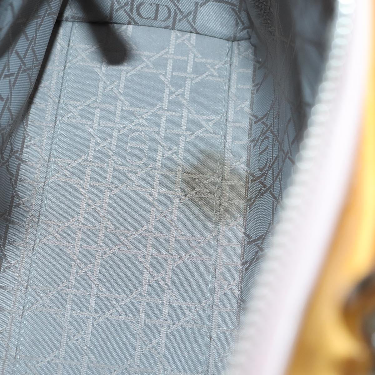 Christian Dior Lady Dior Canage Bag Patent leather 2way Beige Silver Auth 143159