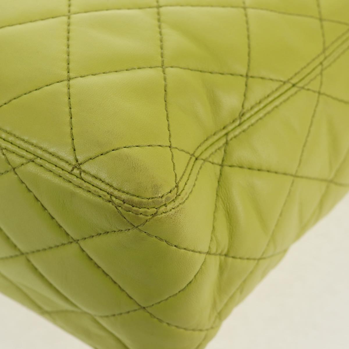 CHANEL Matelasse Hand Bag Lamb Skin Yellow CC Auth 143163V