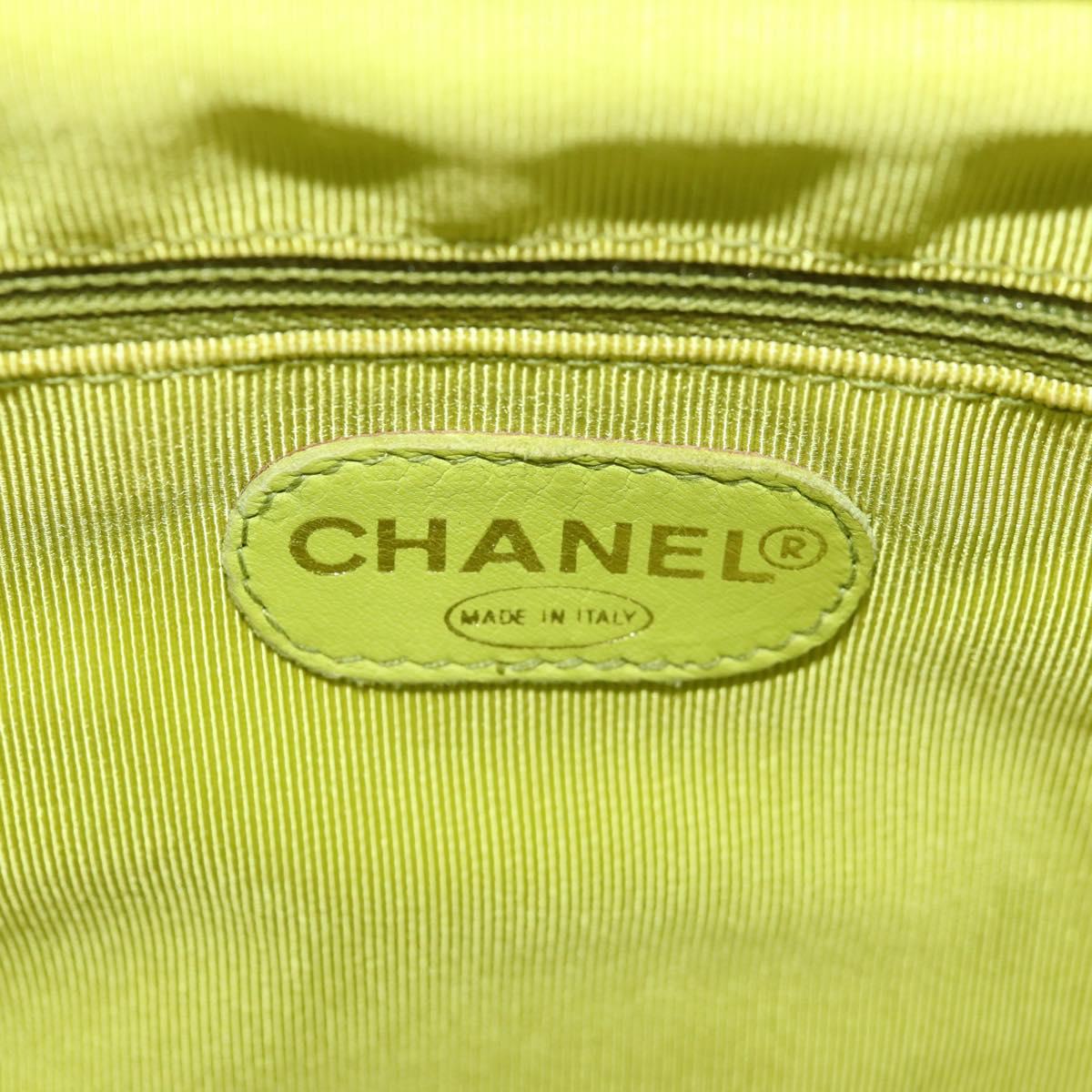 CHANEL Matelasse Hand Bag Lamb Skin Yellow CC Auth 143163V