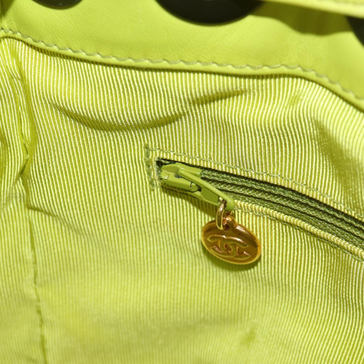 CHANEL Matelasse Hand Bag Lamb Skin Yellow CC Auth 143163V