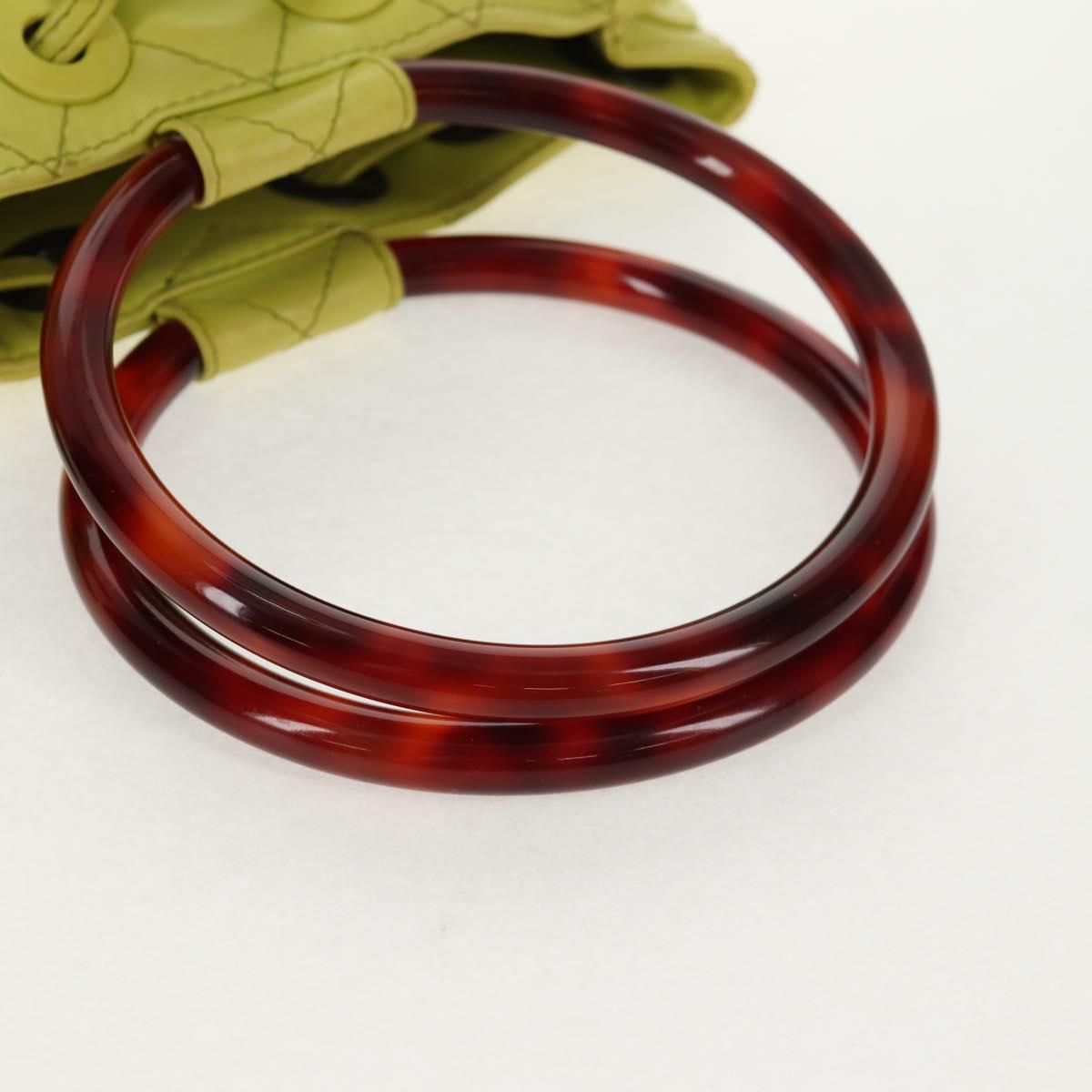 CHANEL Matelasse Hand Bag Lamb Skin Yellow CC Auth 143163V