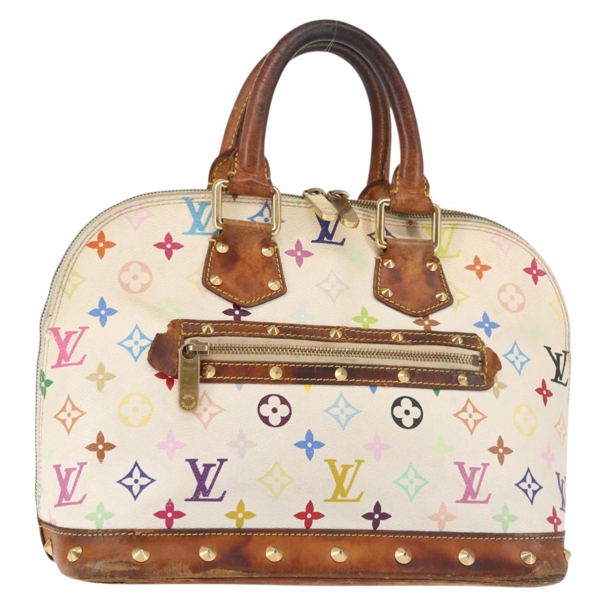 LOUIS VUITTON Monogram Multicolor Alma Hand Bag White M92647 LV Auth 143168