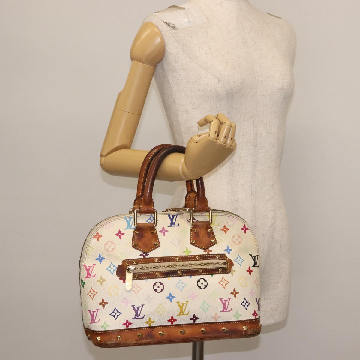 LOUIS VUITTON Monogram Multicolor Alma Hand Bag White M92647 LV Auth 143168