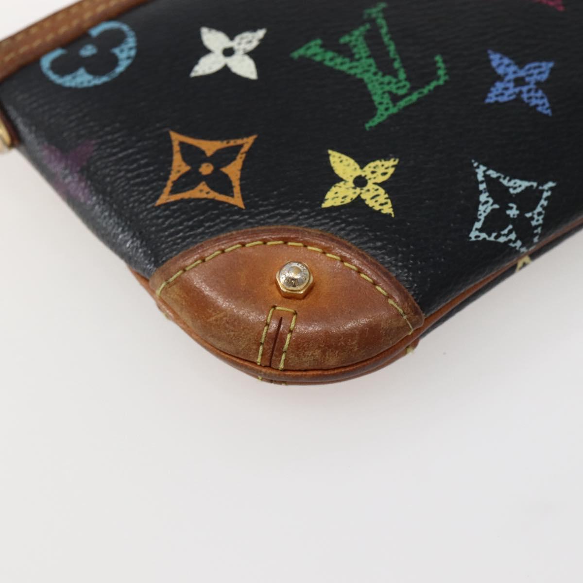 LOUIS VUITTON Multicolor Pochette Mila MM Pouch Black M60097 LV Auth 143169