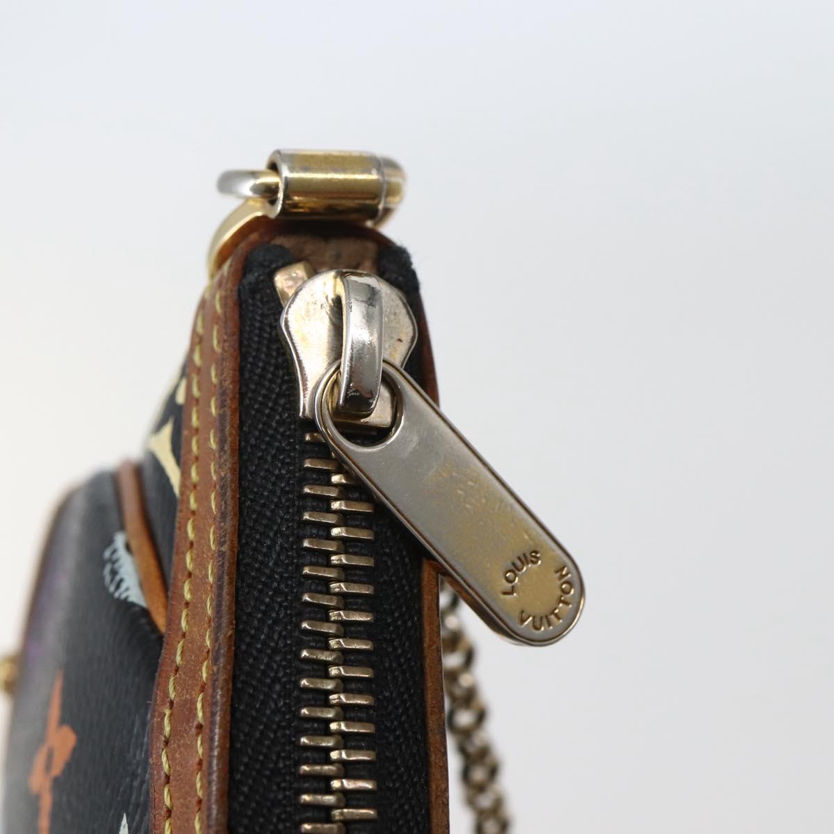 LOUIS VUITTON Multicolor Pochette Mila MM Pouch Black M60097 LV Auth 143169