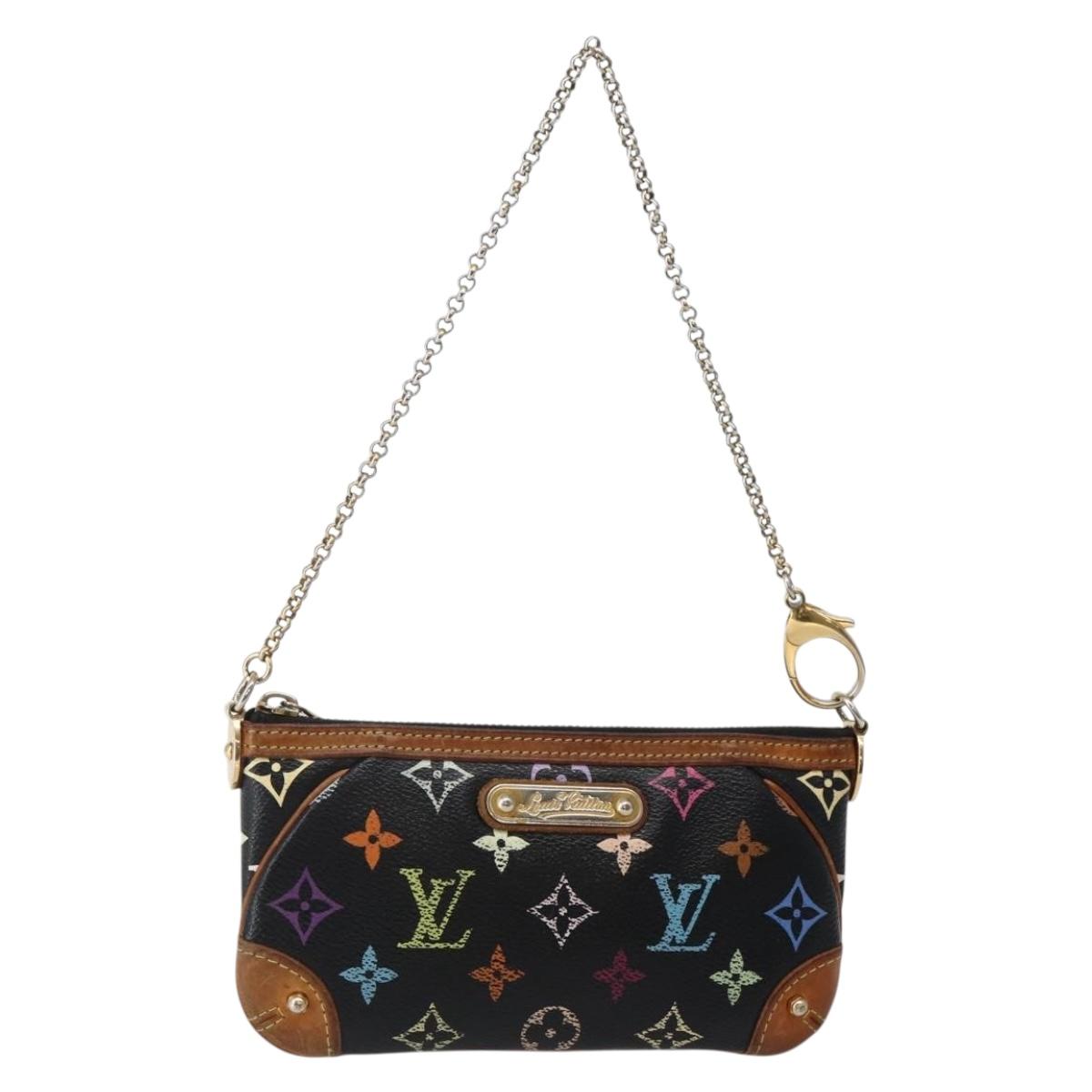 LOUIS VUITTON Multicolor Pochette Mila MM Pouch Black M60097 LV Auth 143169