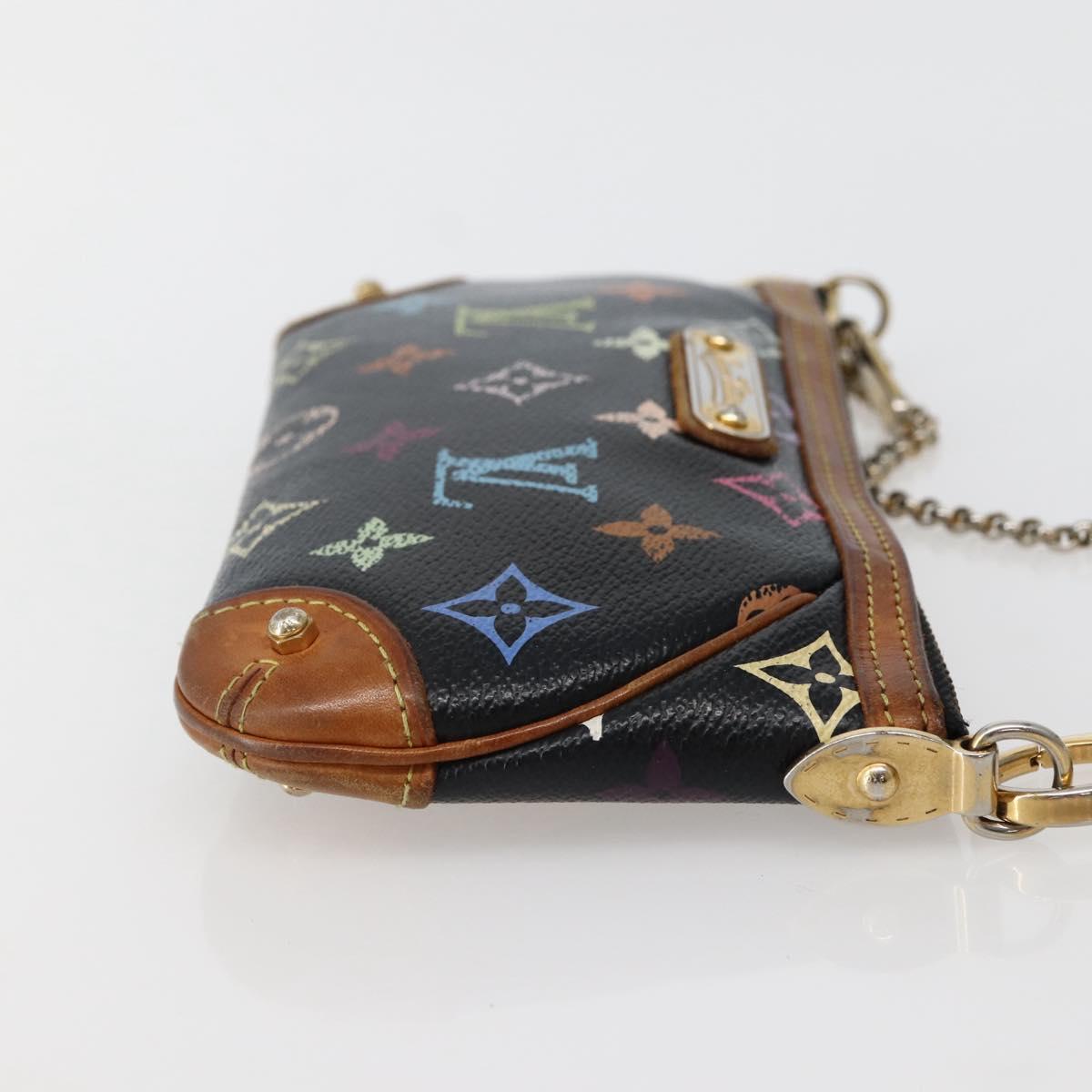 LOUIS VUITTON Multicolor Pochette Mila MM Pouch Black M60097 LV Auth 143169