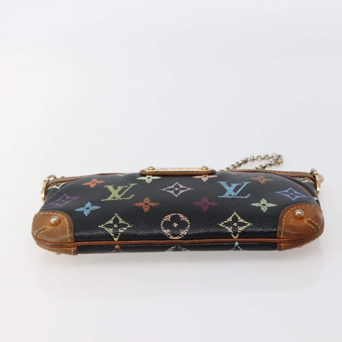 LOUIS VUITTON Multicolor Pochette Mila MM Pouch Black M60097 LV Auth 143169