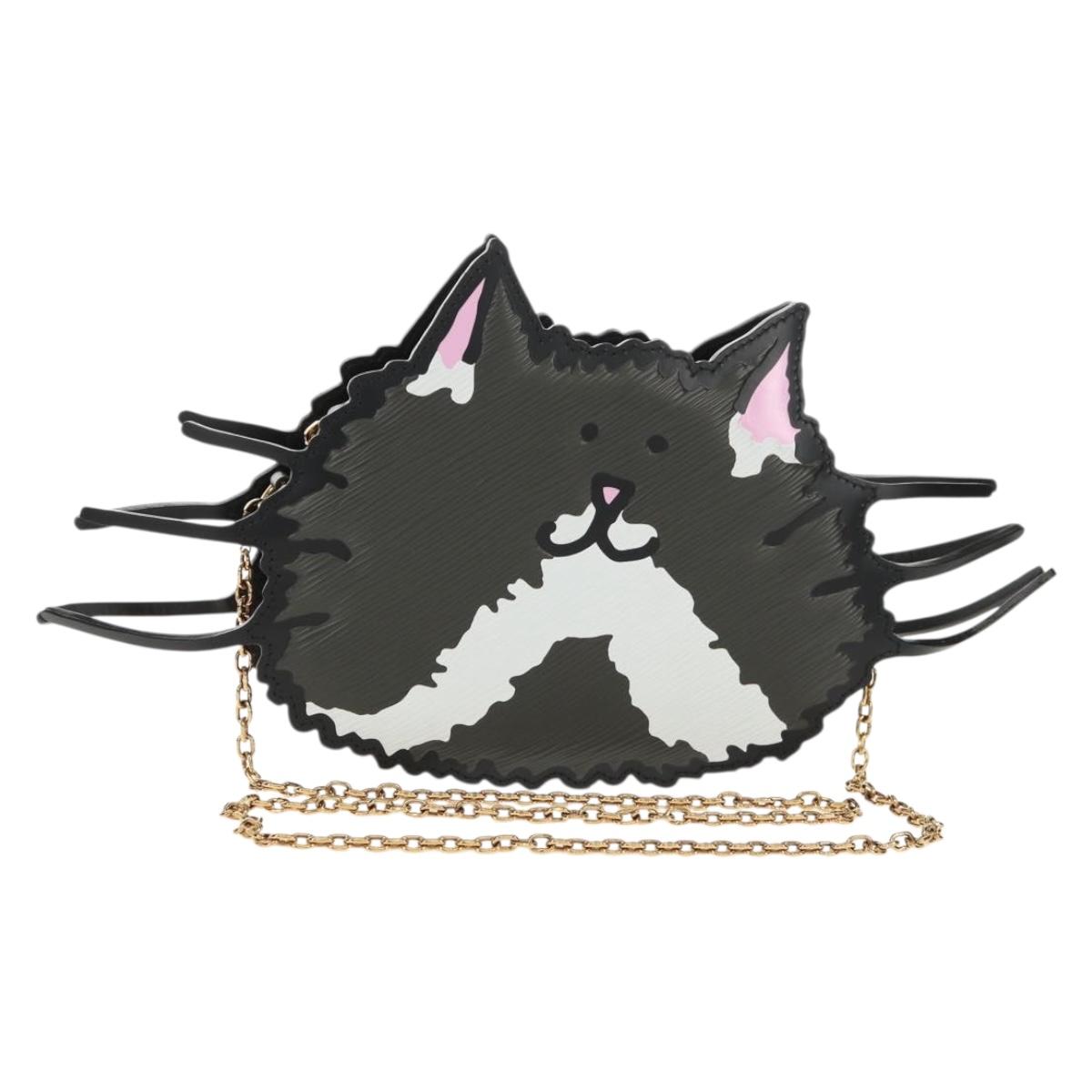 LOUIS VUITTON Epi Cat Face Pochette Shoulder Bag Gray LV Auth 143170M