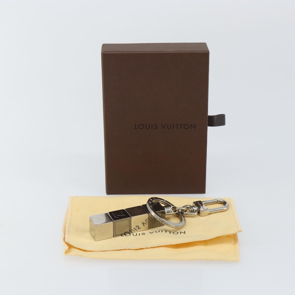 LOUIS VUITTON Porte Cles Cube Charm metal Silver M67142 LV Auth 143174V