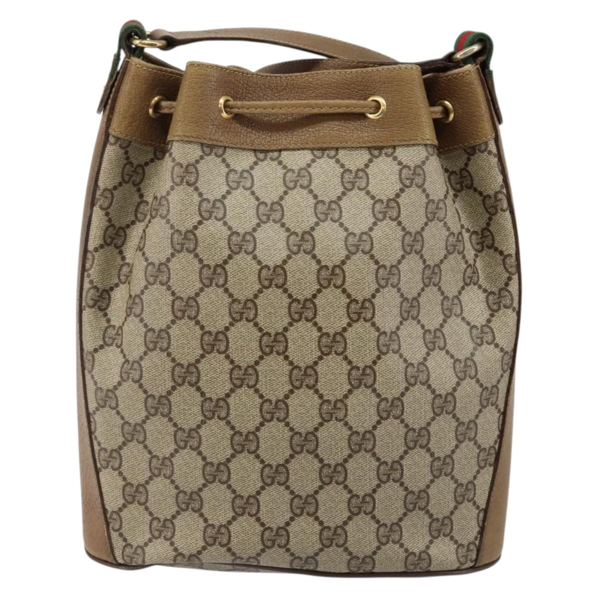 GUCCI GG Supreme Web Sherry Line Shoulder Bag PVC Beige 72 02 034 Auth 143192
