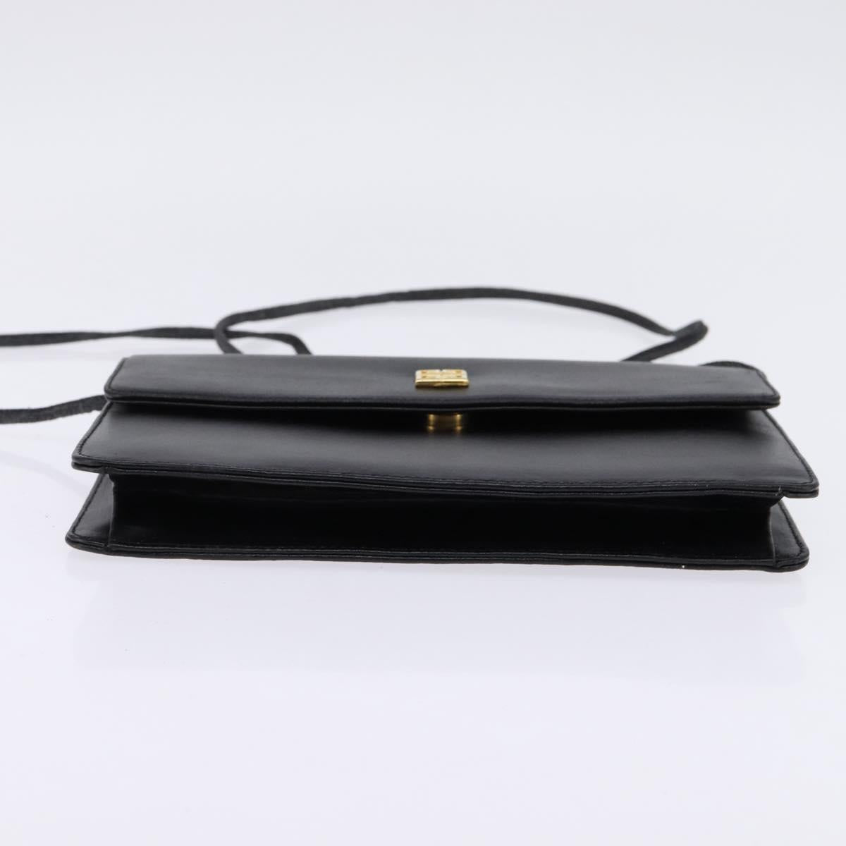 GIVENCHY Hand Bag Leather 2way Black Gold Auth 143196