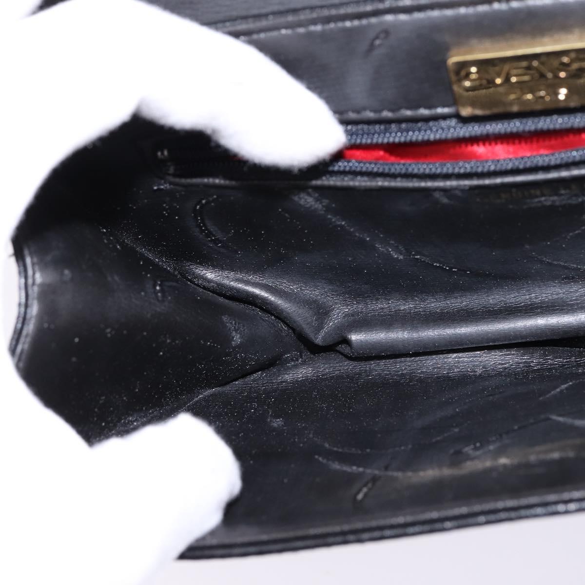 GIVENCHY Hand Bag Leather 2way Black Gold Auth 143196