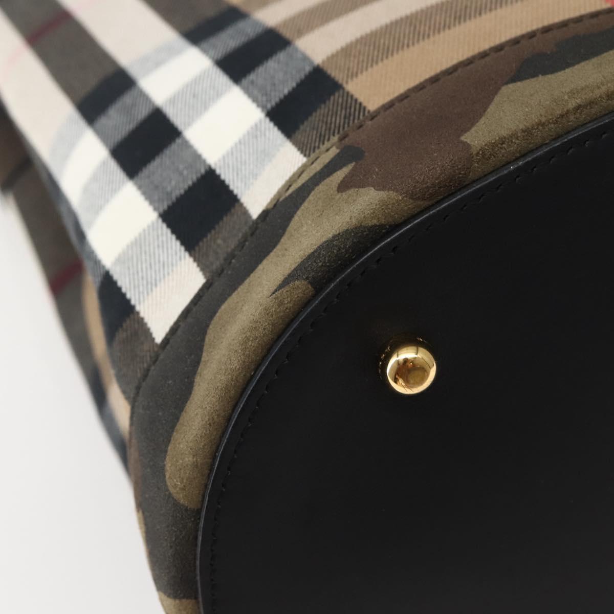 BURBERRY Nova Check Tote Bag Canvas Beige Gold Auth 143198