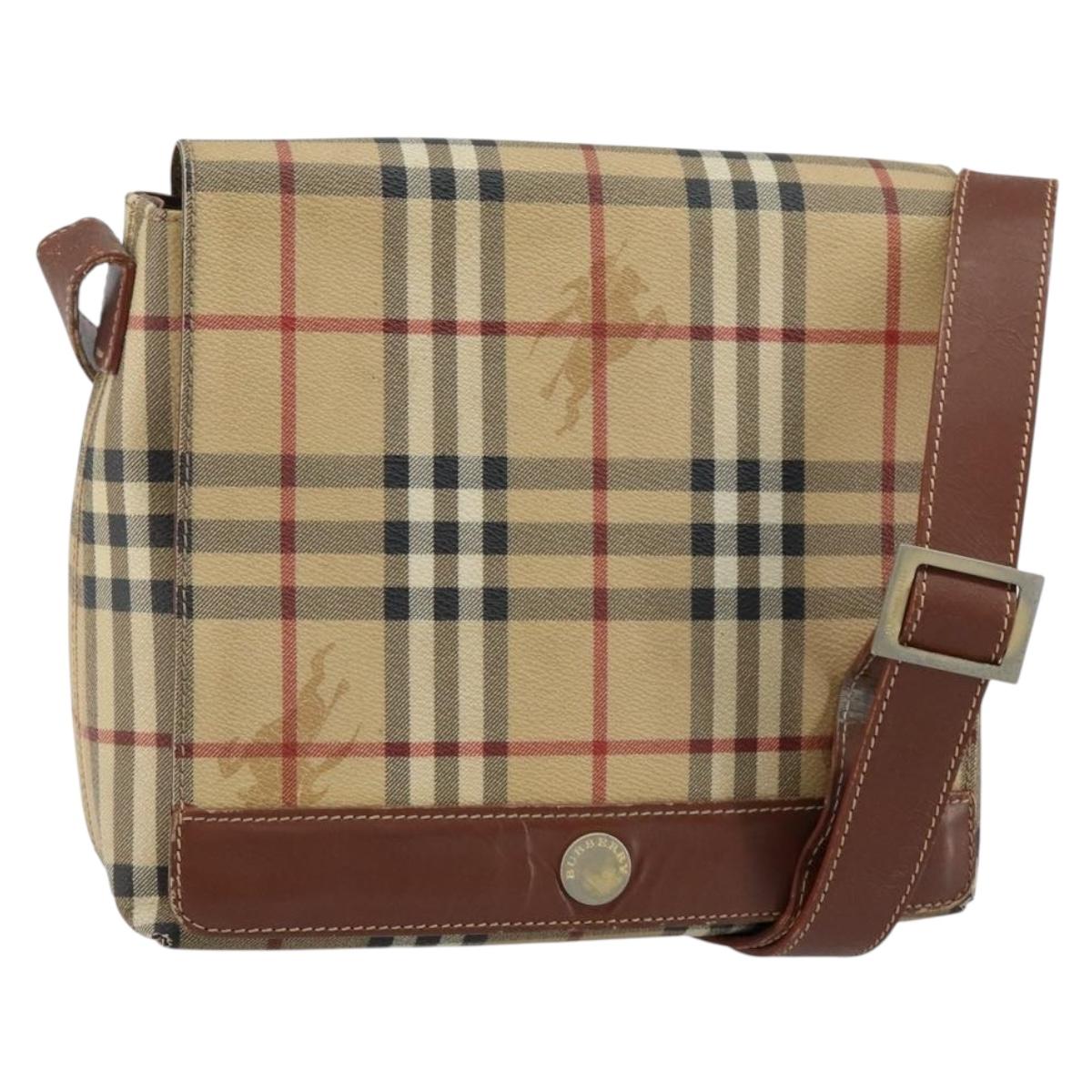 BURBERRY Nova Check Shoulder Bag PVC Beige Auth 143199