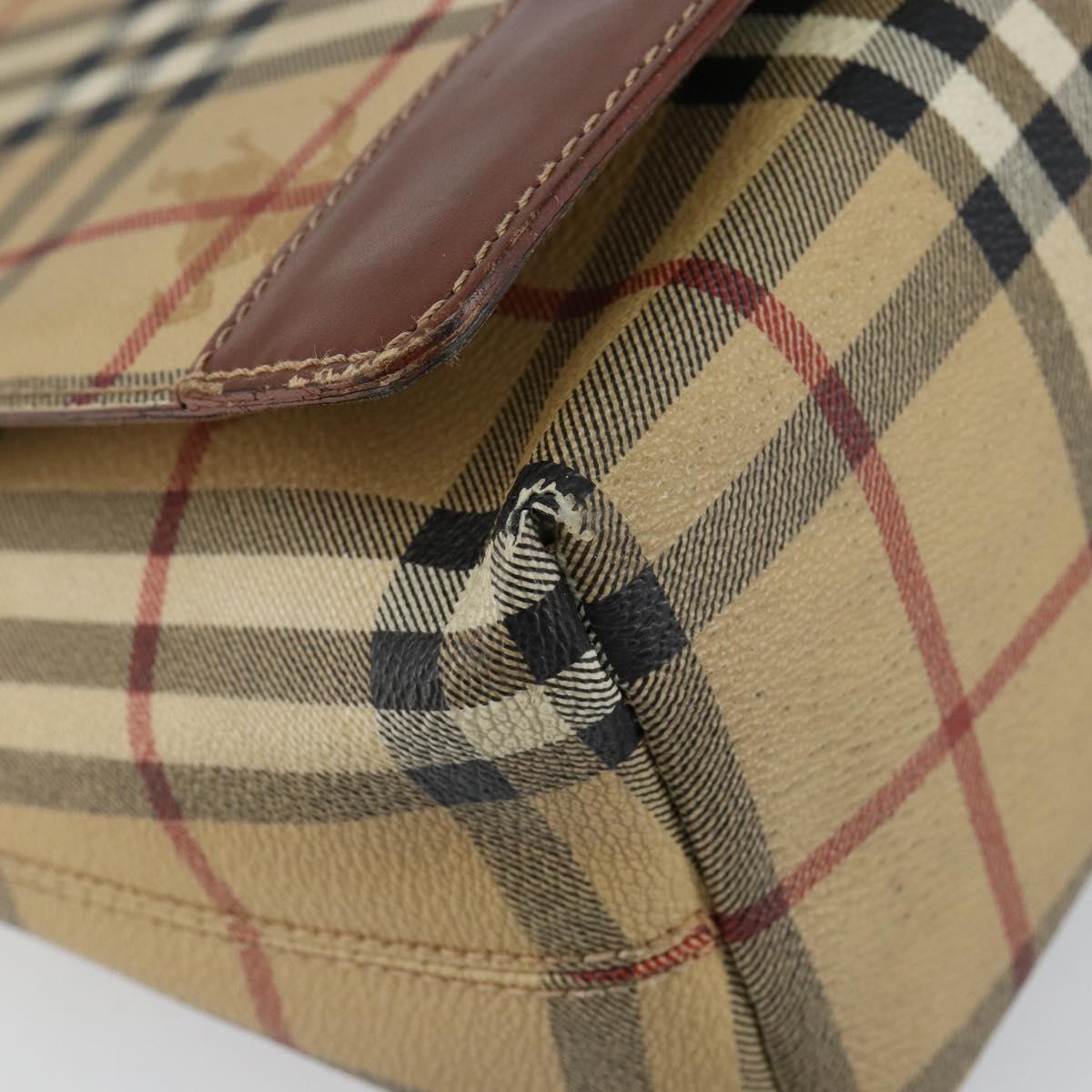 BURBERRY Nova Check Shoulder Bag PVC Beige Auth 143199