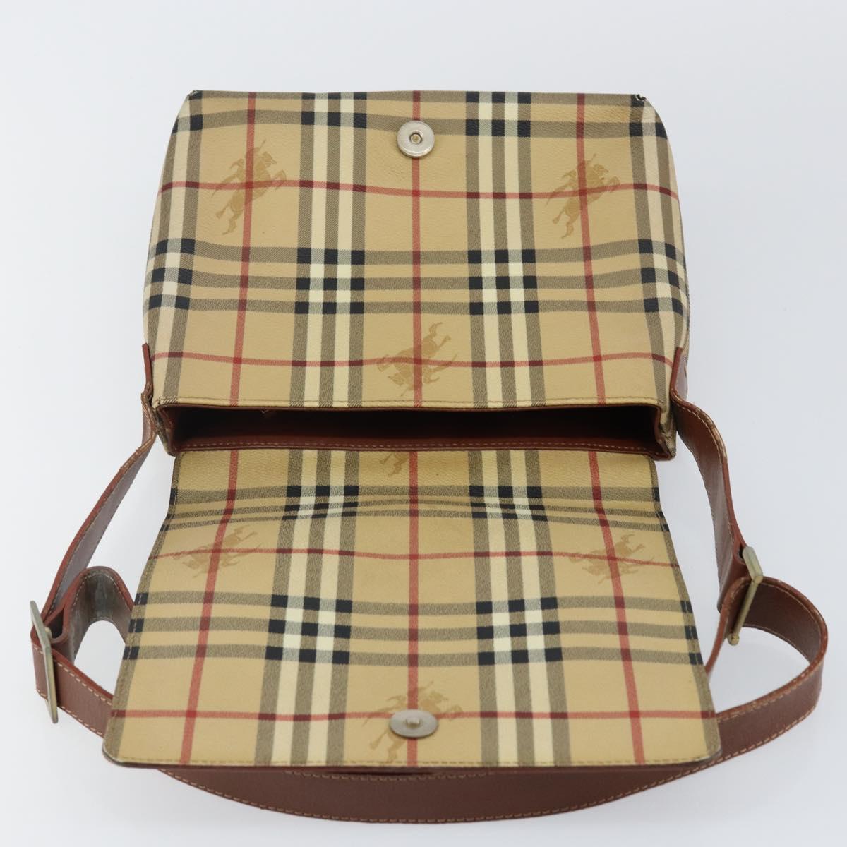 BURBERRY Nova Check Shoulder Bag PVC Beige Auth 143199