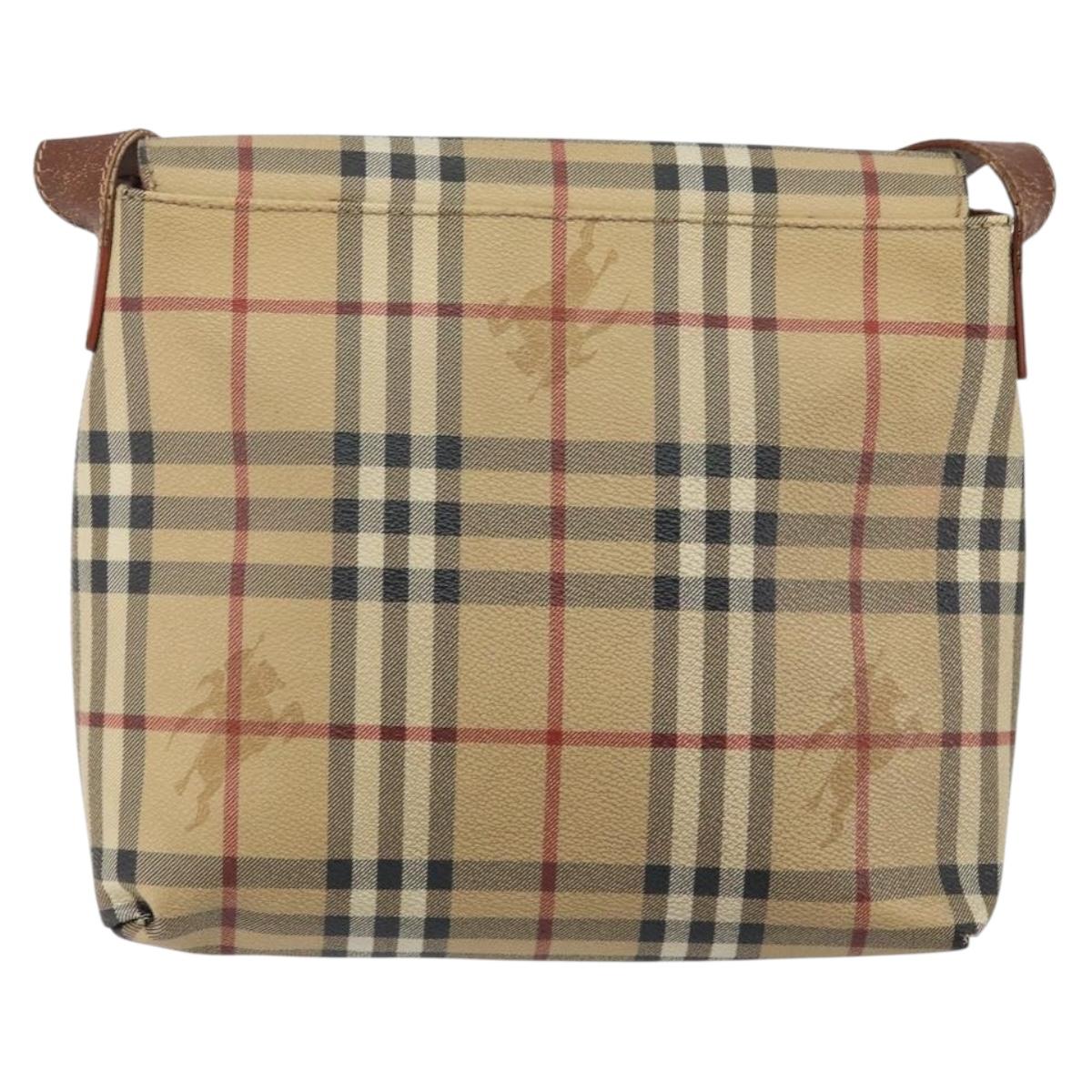 BURBERRY Nova Check Shoulder Bag PVC Beige Auth 143199