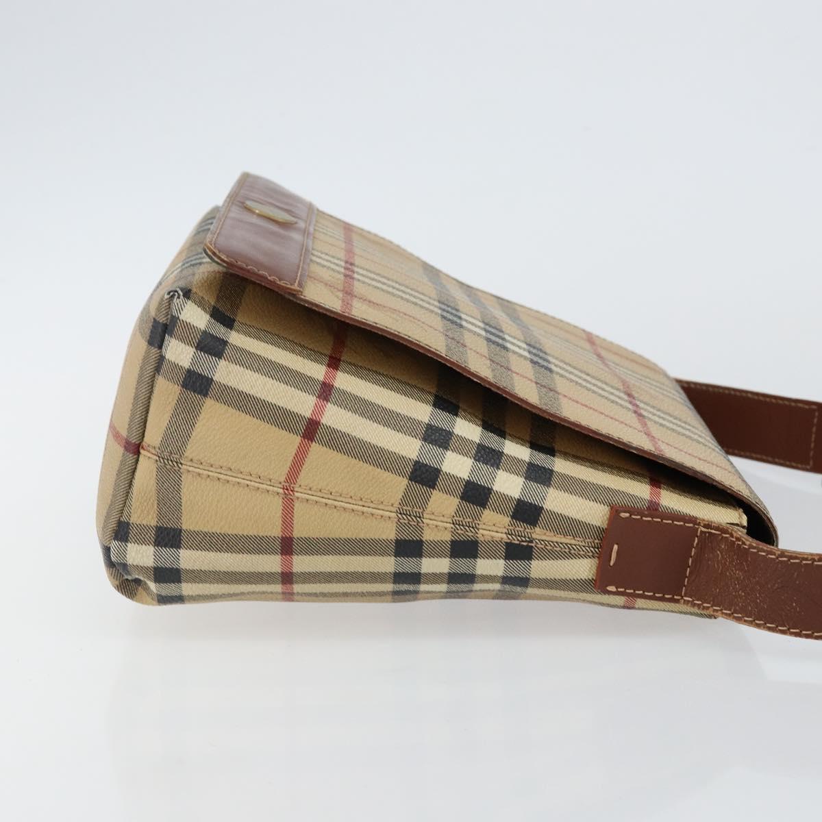 BURBERRY Nova Check Shoulder Bag PVC Beige Auth 143199