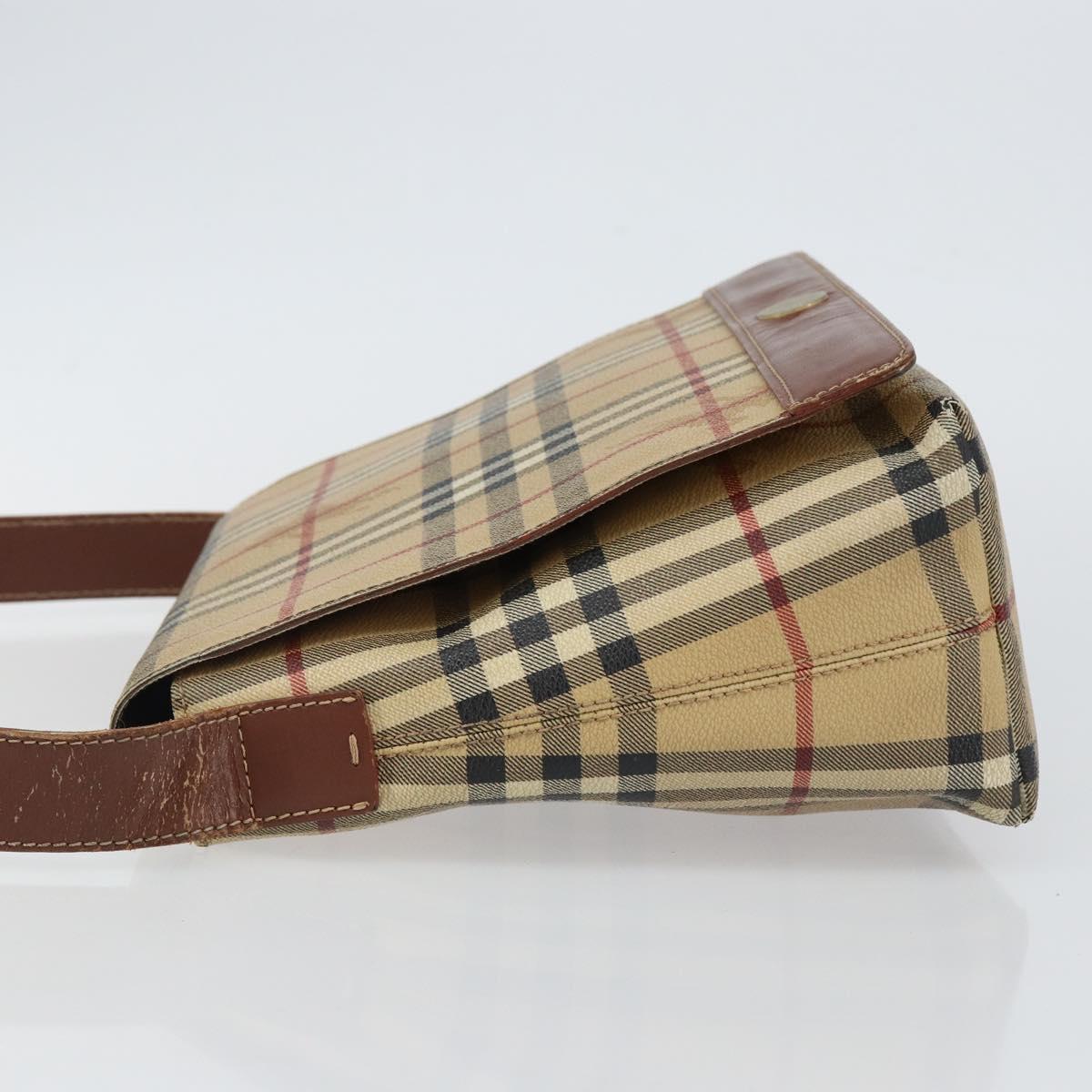 BURBERRY Nova Check Shoulder Bag PVC Beige Auth 143199