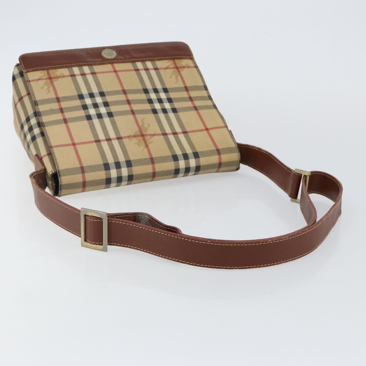 BURBERRY Nova Check Shoulder Bag PVC Beige Auth 143199
