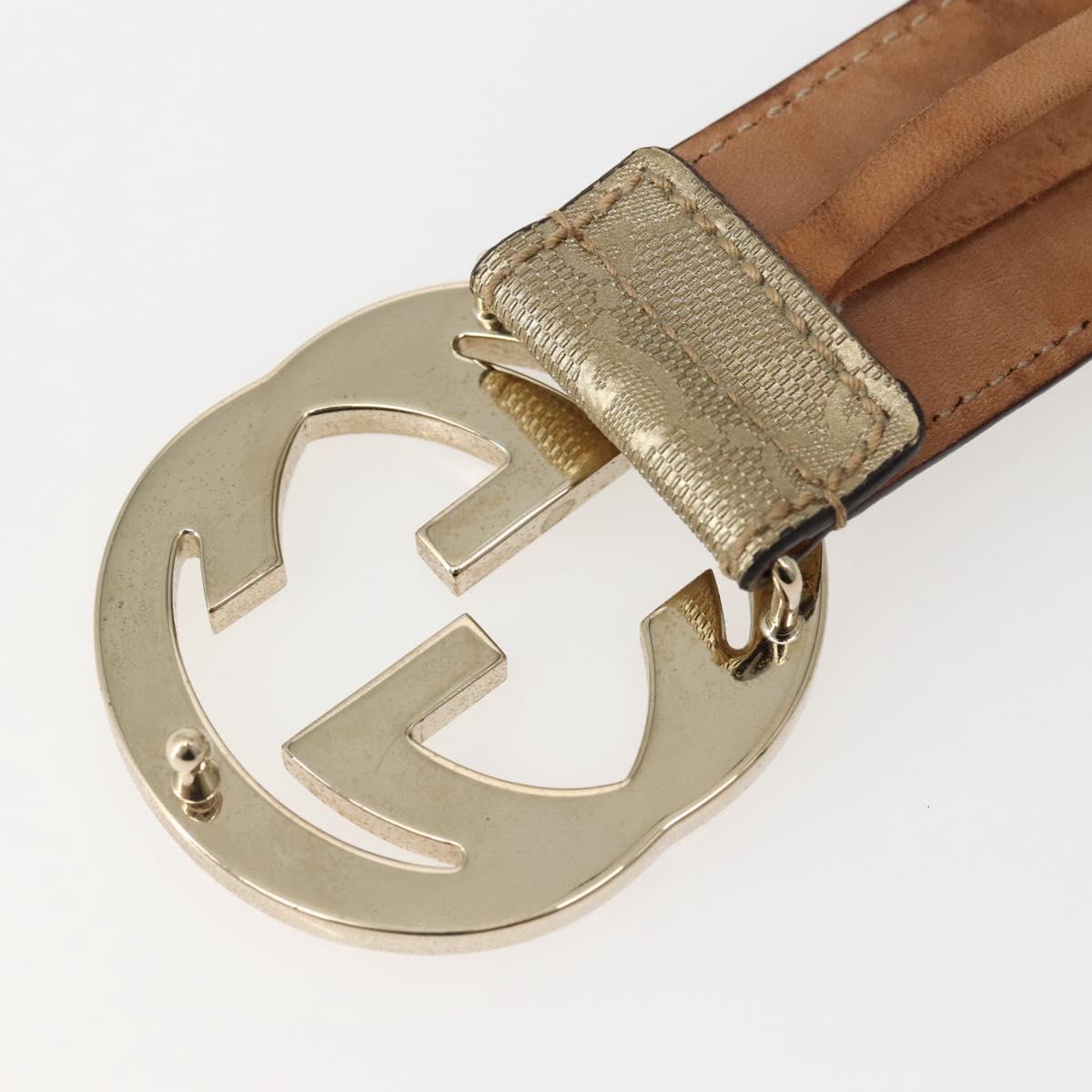 GUCCI GG Implementation Interlocking Belt 37"" Gold 114876 Auth 143201