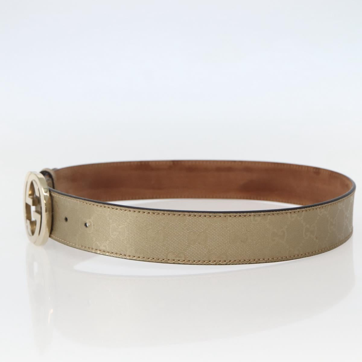 GUCCI GG Implementation Interlocking Belt 37"" Gold 114876 Auth 143201