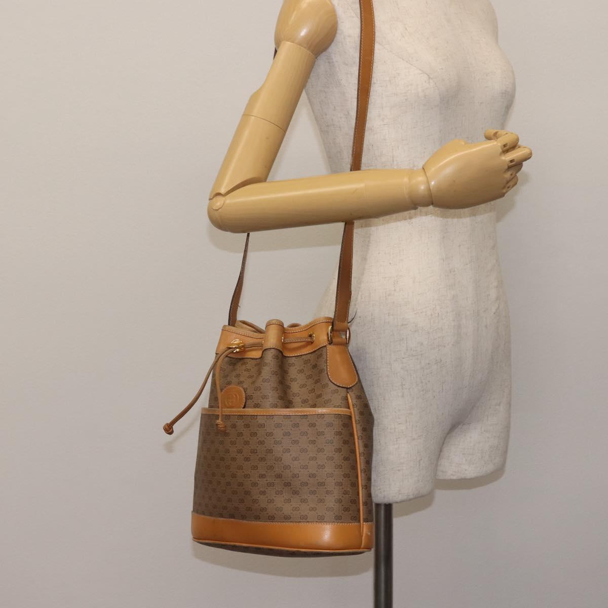 GUCCI Micro GG Supreme Shoulder Bag PVC Beige Gold 001 165 0937 Auth 143205