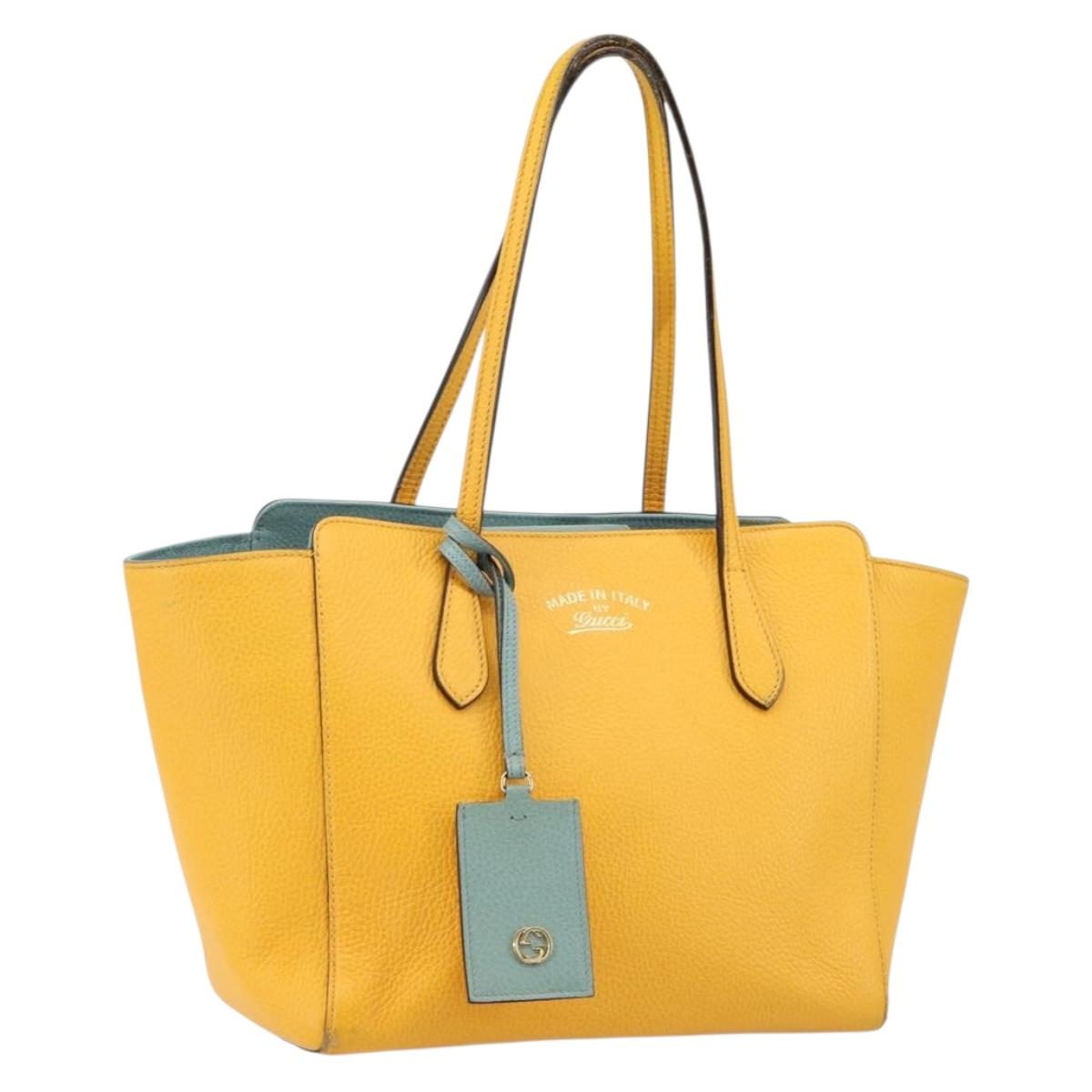 GUCCI Tote Bag Leather Yellow Gold 354408 Auth 143207