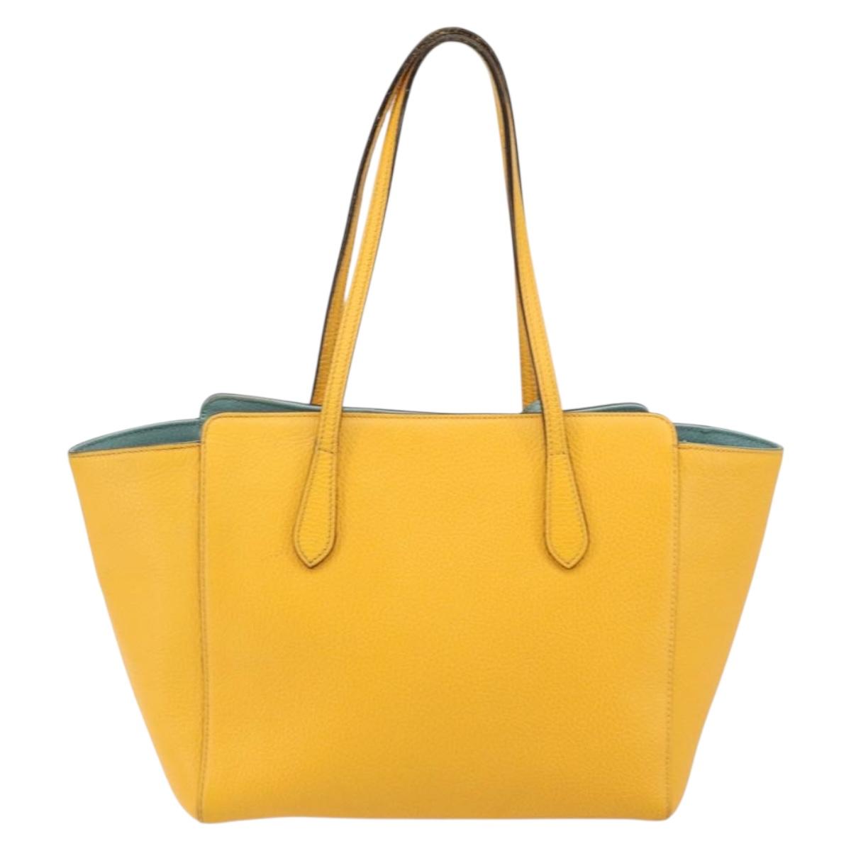 GUCCI Tote Bag Leather Yellow Gold 354408 Auth 143207