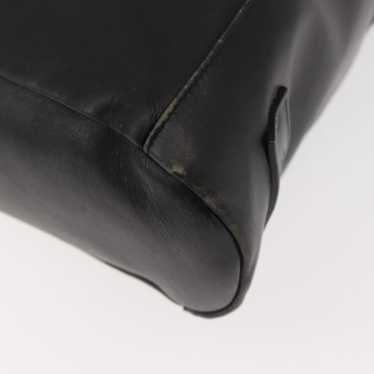 GUCCI Shoulder Bag Leather Black Silver Auth 143208