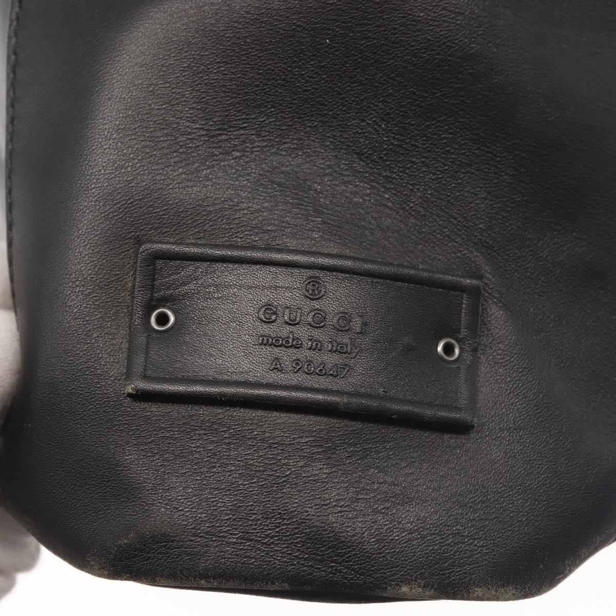 GUCCI Shoulder Bag Leather Black Silver Auth 143208