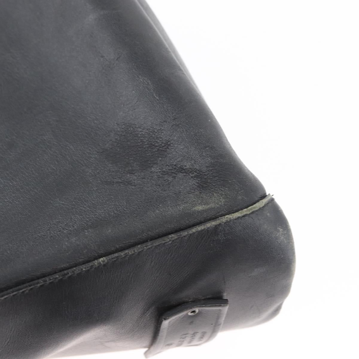 GUCCI Shoulder Bag Leather Black Silver Auth 143208