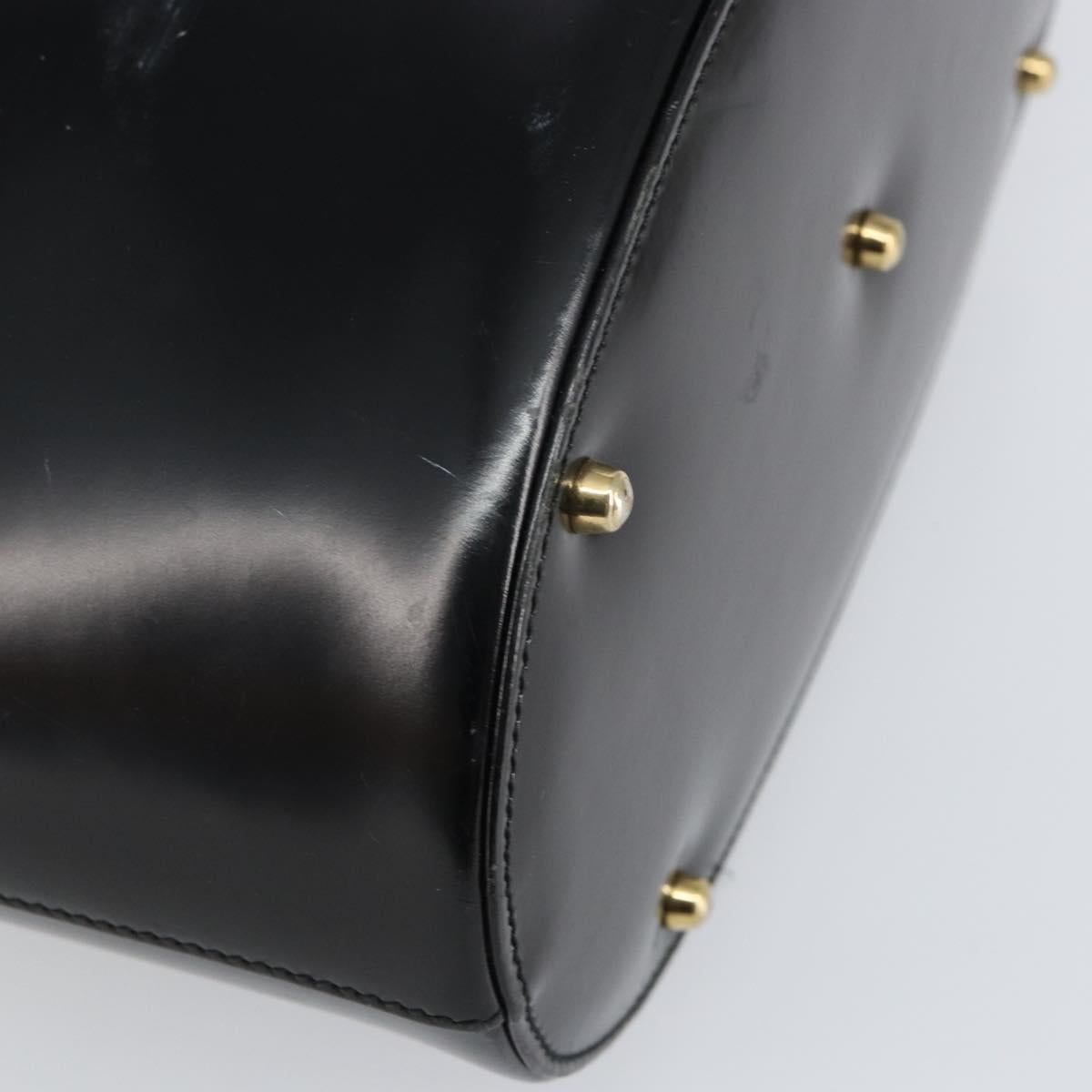 GUCCI Shoulder Bag Enamel Black Gold 001 1448 1814 Auth 143209