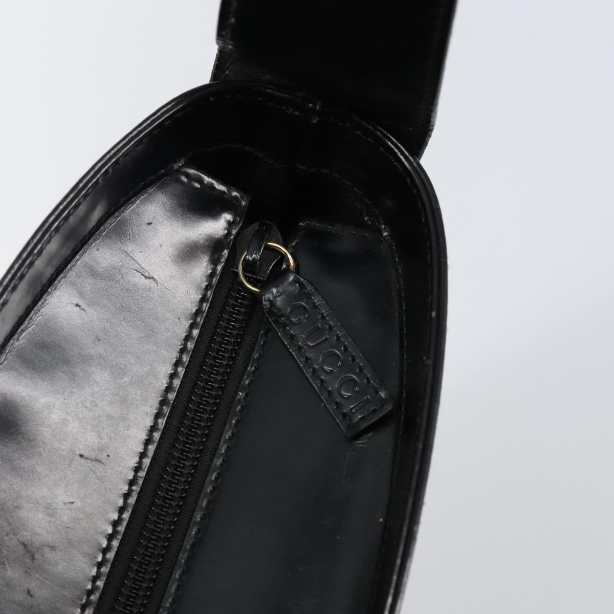 GUCCI Shoulder Bag Enamel Black Gold 001 1448 1814 Auth 143209