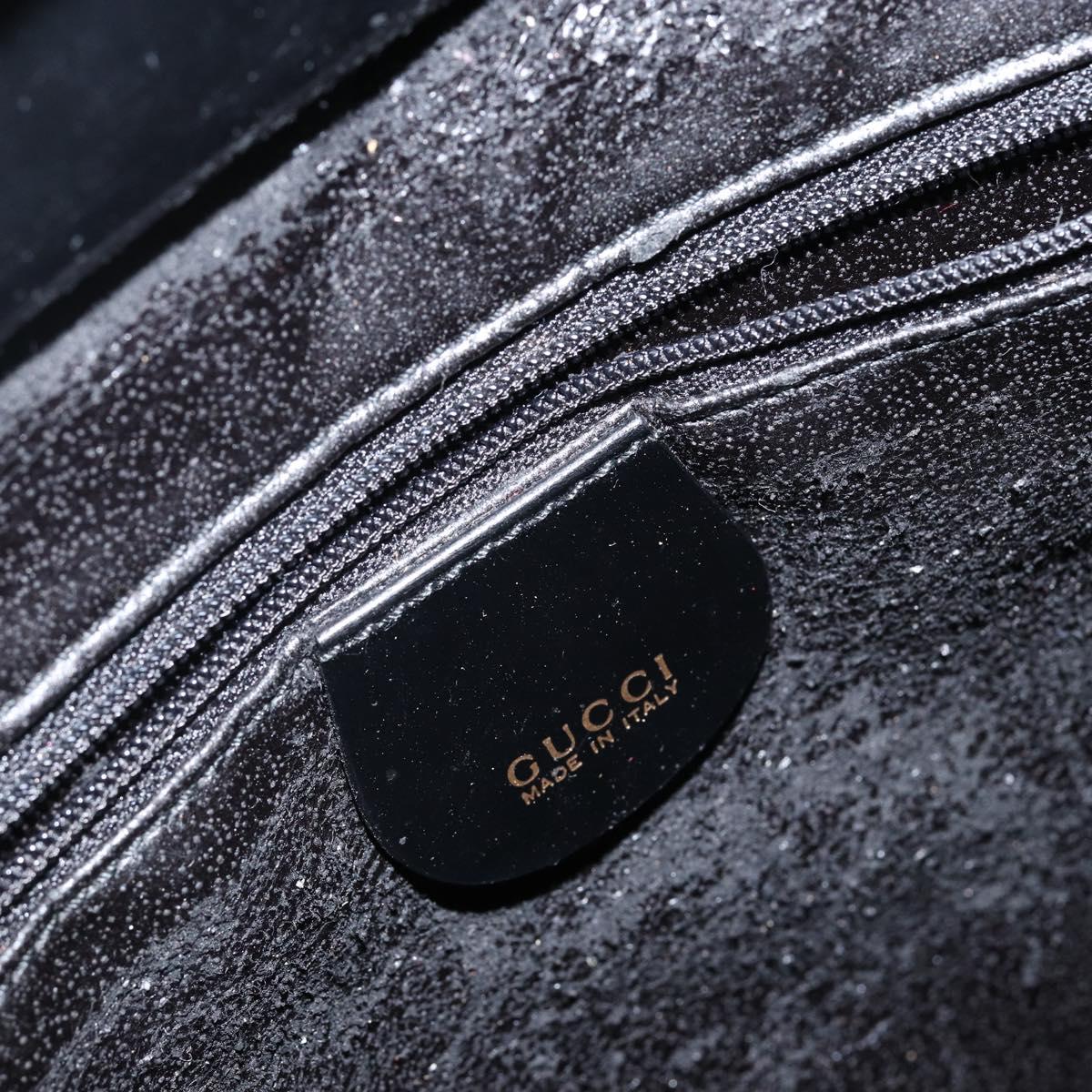 GUCCI Shoulder Bag Enamel Black Gold 001 1448 1814 Auth 143209