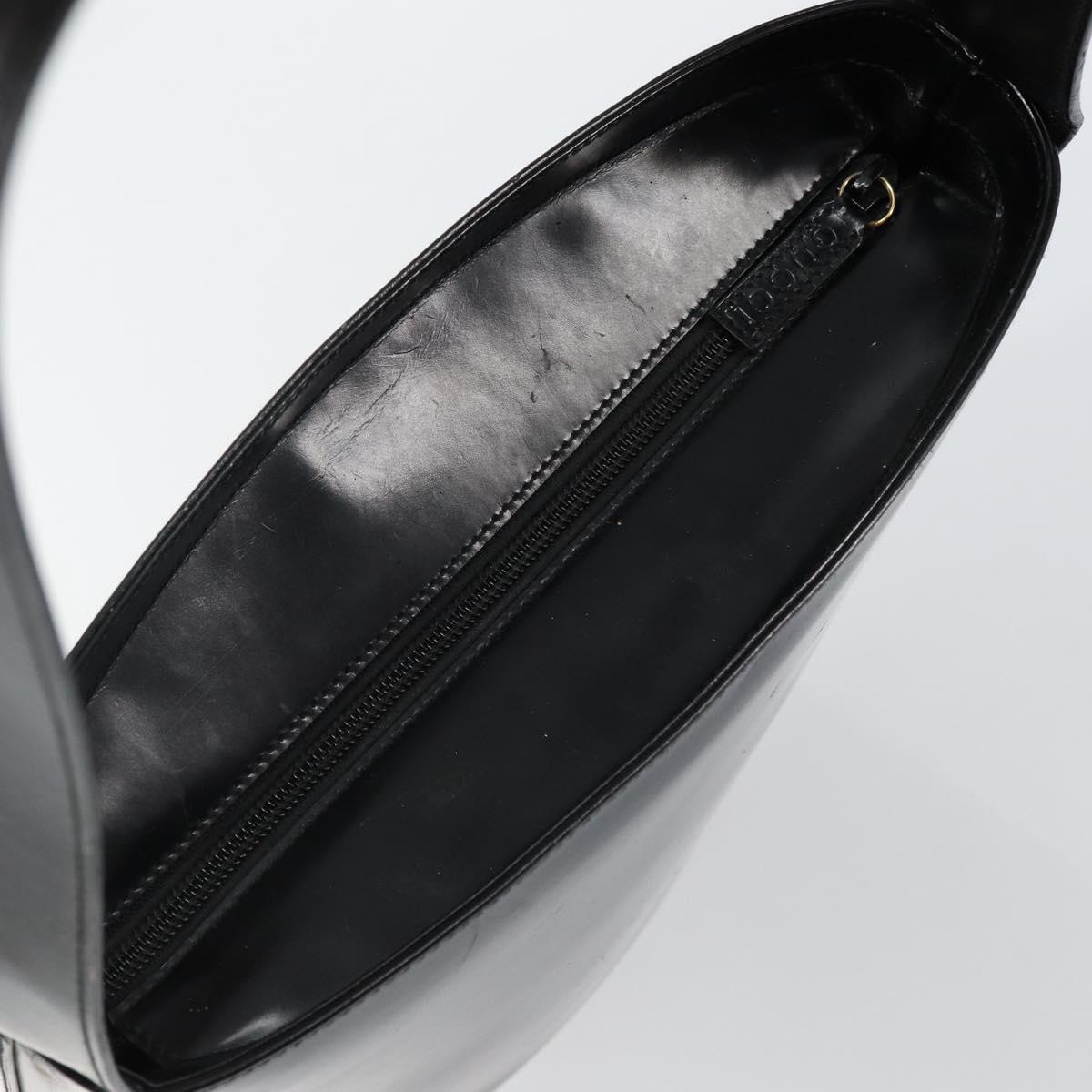 GUCCI Shoulder Bag Enamel Black Gold 001 1448 1814 Auth 143209