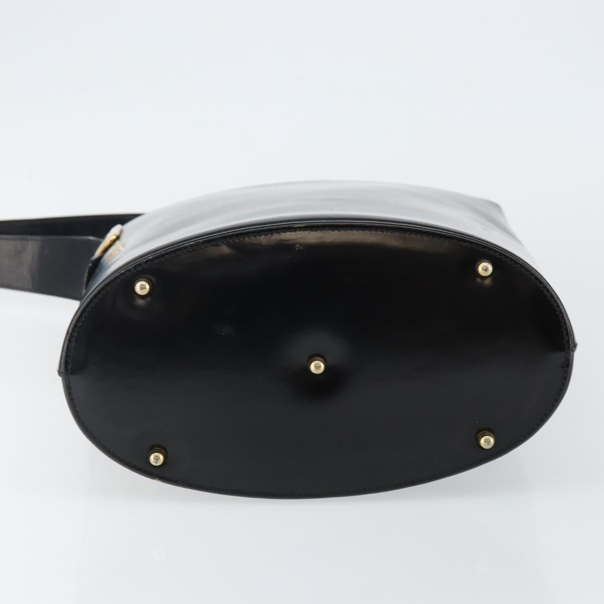 GUCCI Shoulder Bag Enamel Black Gold 001 1448 1814 Auth 143209
