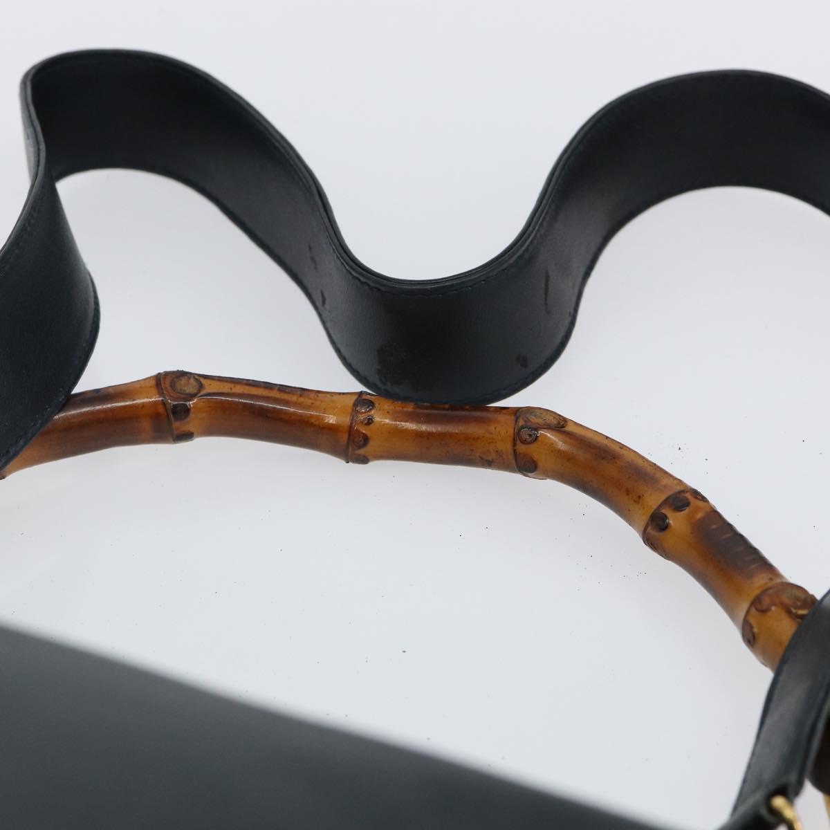 GUCCI Bamboo Hand Bag Leather 2way Green Gold 001 2113 1638 Auth 143210