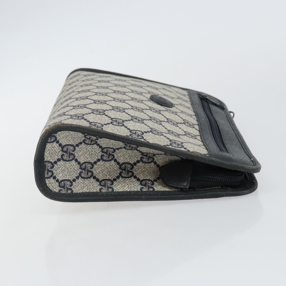 GUCCI GG Supreme Clutch Bag PVC Navy 111 01 037 Auth 143212