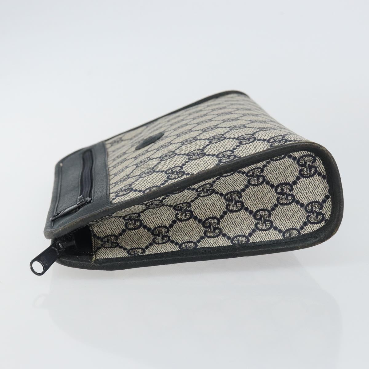 GUCCI GG Supreme Clutch Bag PVC Navy 111 01 037 Auth 143212