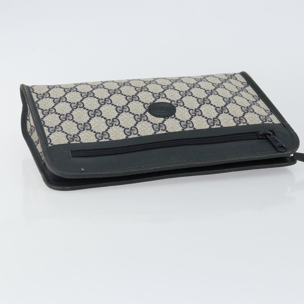 GUCCI GG Supreme Clutch Bag PVC Navy 111 01 037 Auth 143212
