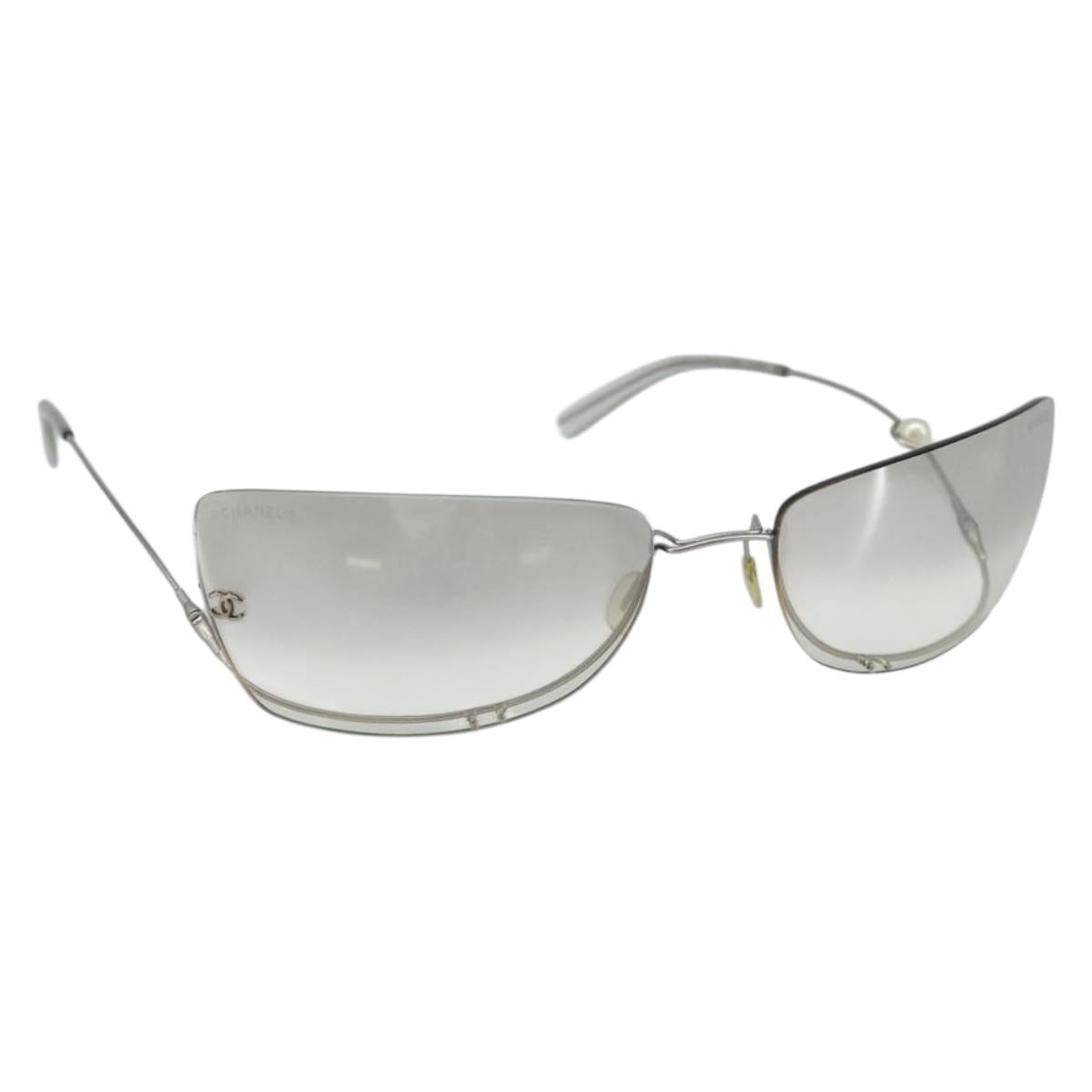 CHANEL Sunglasses plastic Silver CC Auth 143215