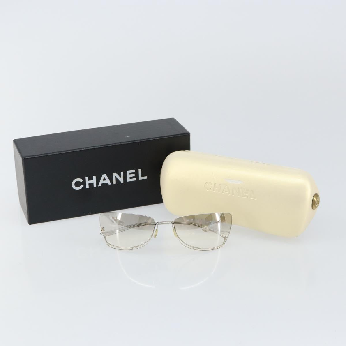 CHANEL Sunglasses plastic Silver CC Auth 143215