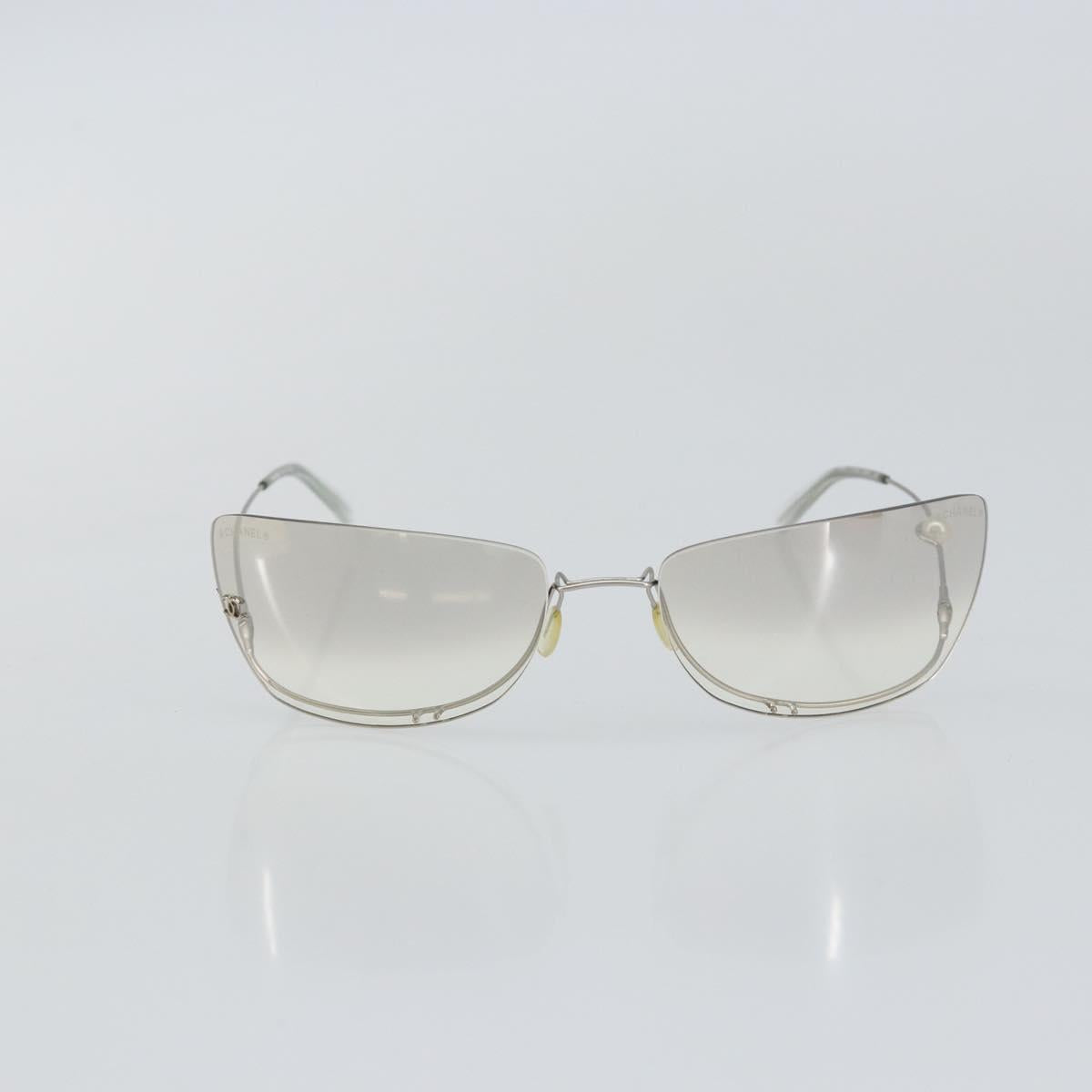 CHANEL Sunglasses plastic Silver CC Auth 143215