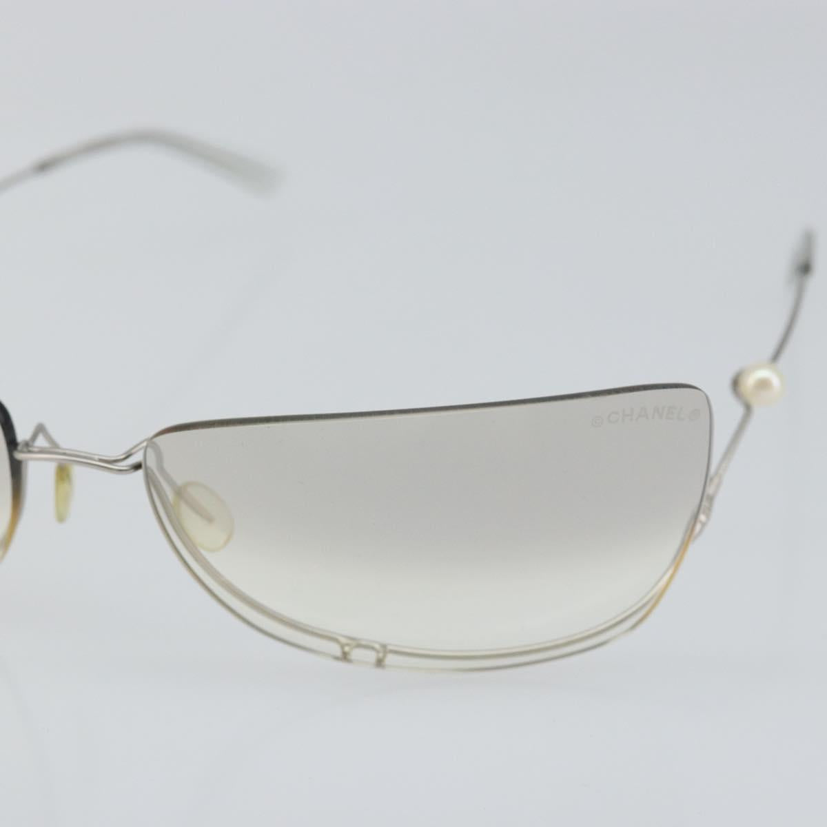 CHANEL Sunglasses plastic Silver CC Auth 143215