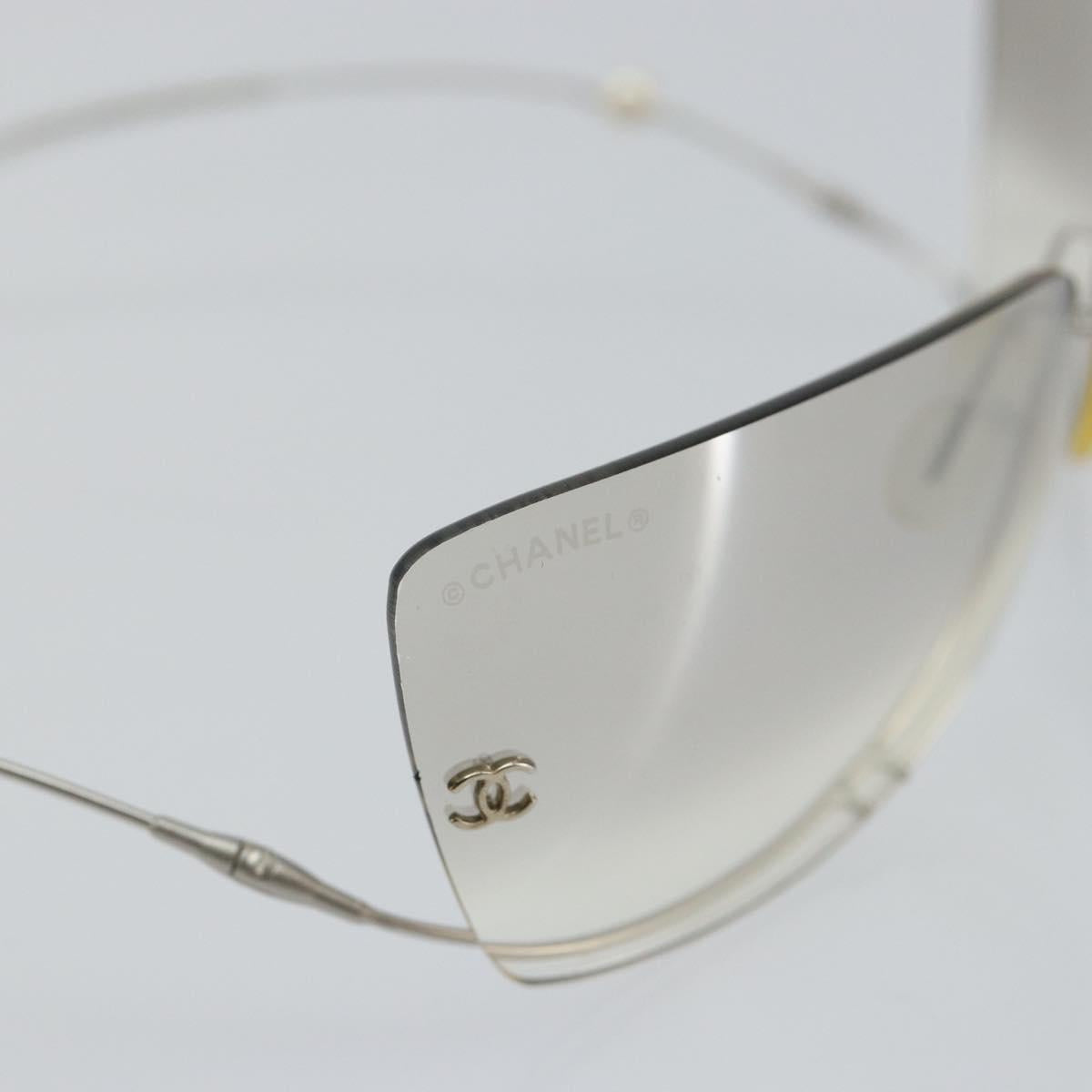 CHANEL Sunglasses plastic Silver CC Auth 143215