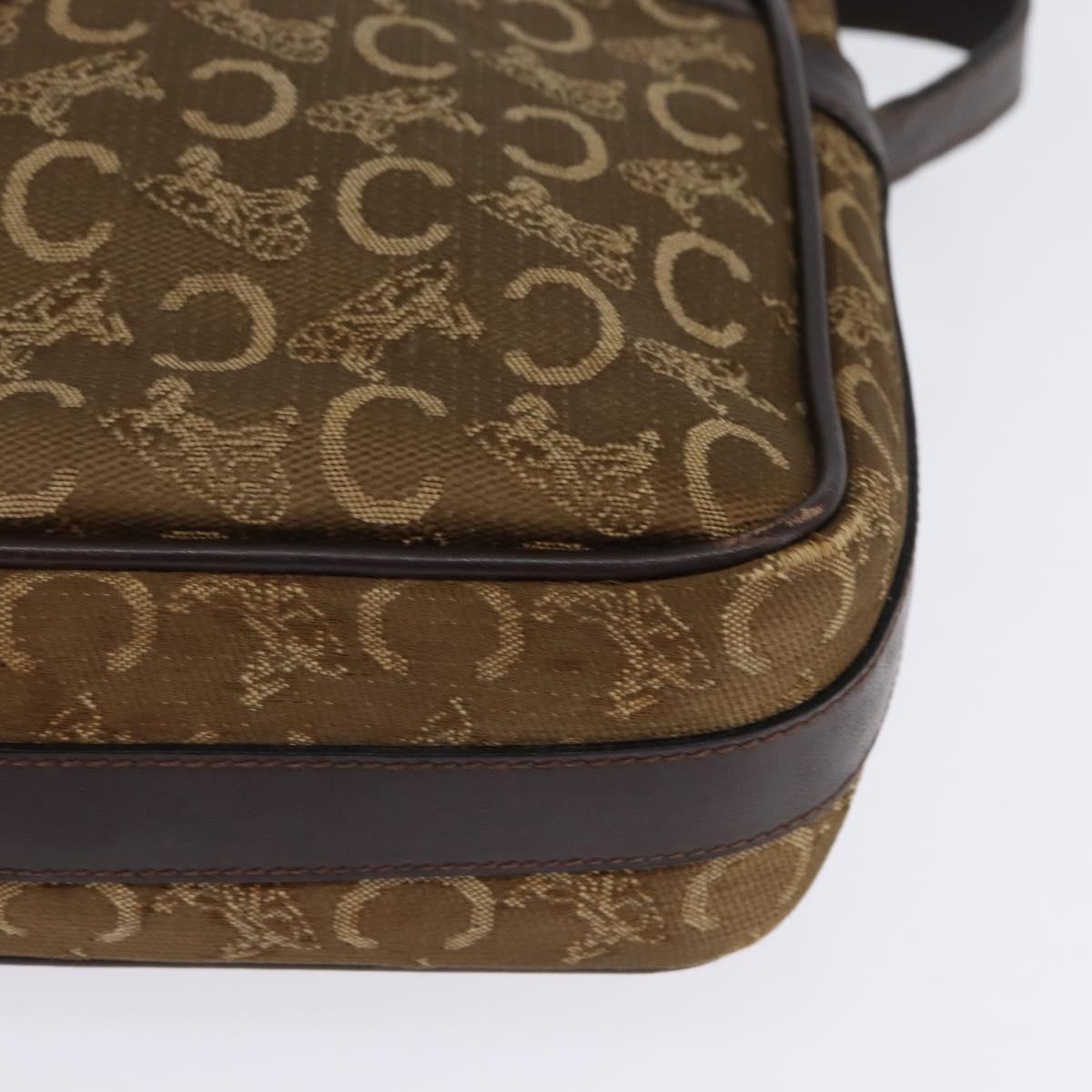 CELINE C Sulky Shoulder Bag Canvas Brown Gold Auth 143216
